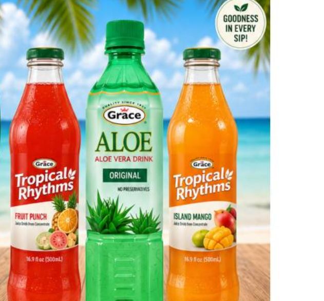 Grace Tropical Rhythms fruit punch and island mango with aloe vera drink